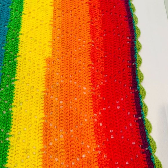 Handmade Baby Colorful Rainbow Crochet Afghan Blanket 34 x 28 - Picture 10 of 10